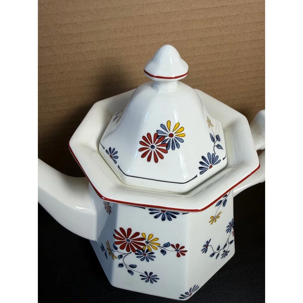Adams Real English Ironstone Vermont Teapot Floral Octagonal Made in England
